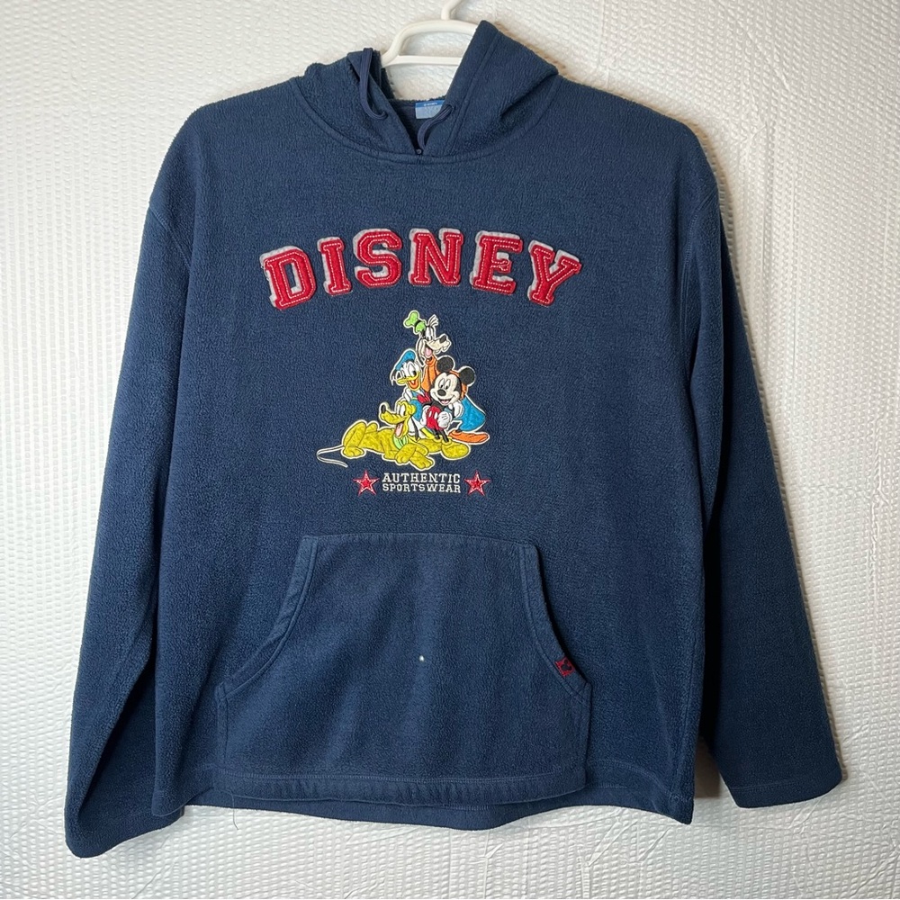 Disney Blue Fleece Pullover Hoodie With Pocket Size L